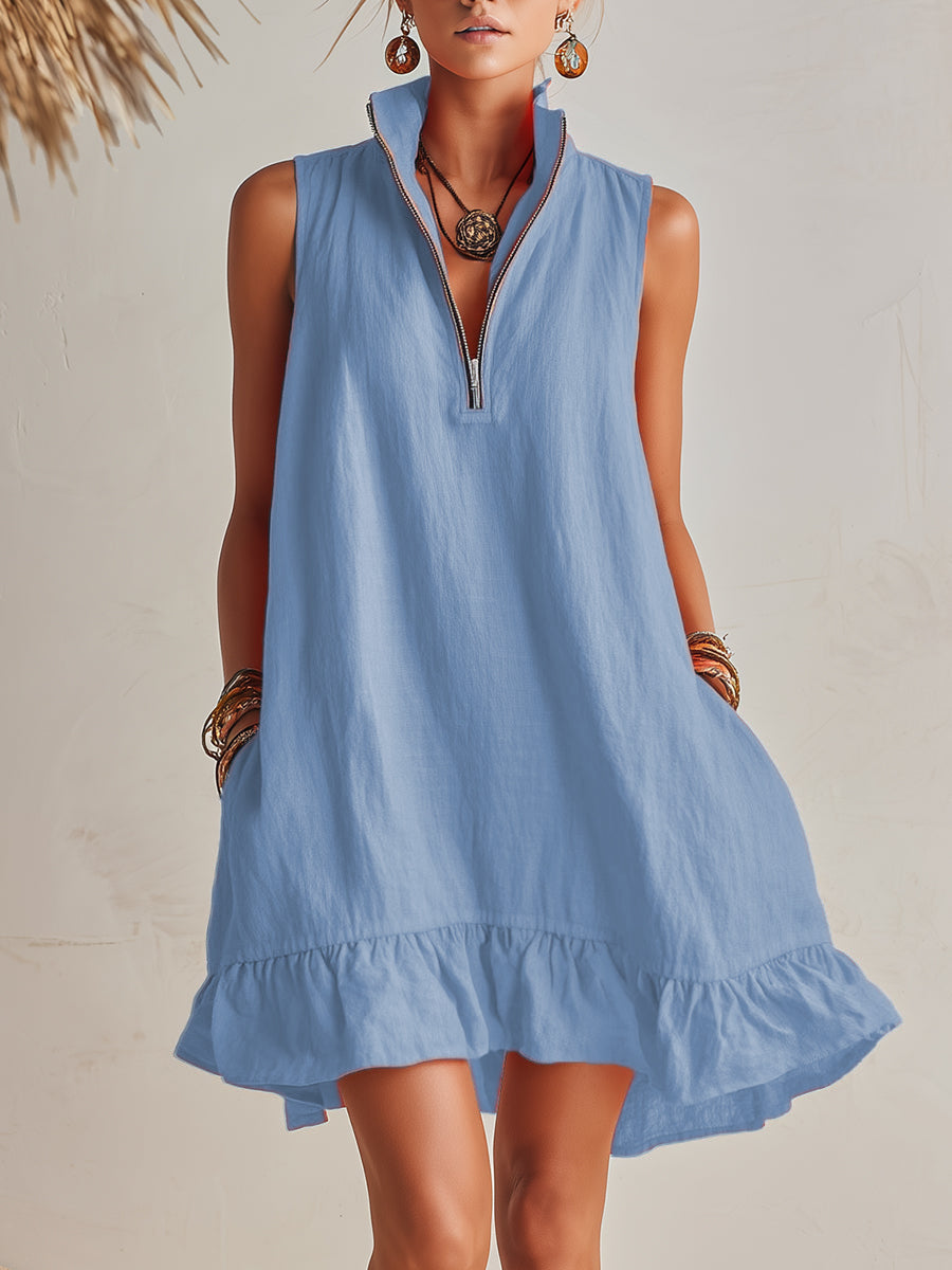 Cotton-Linen Blend Mini Dress