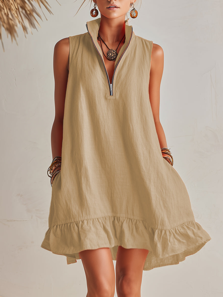Cotton-Linen Blend Mini Dress