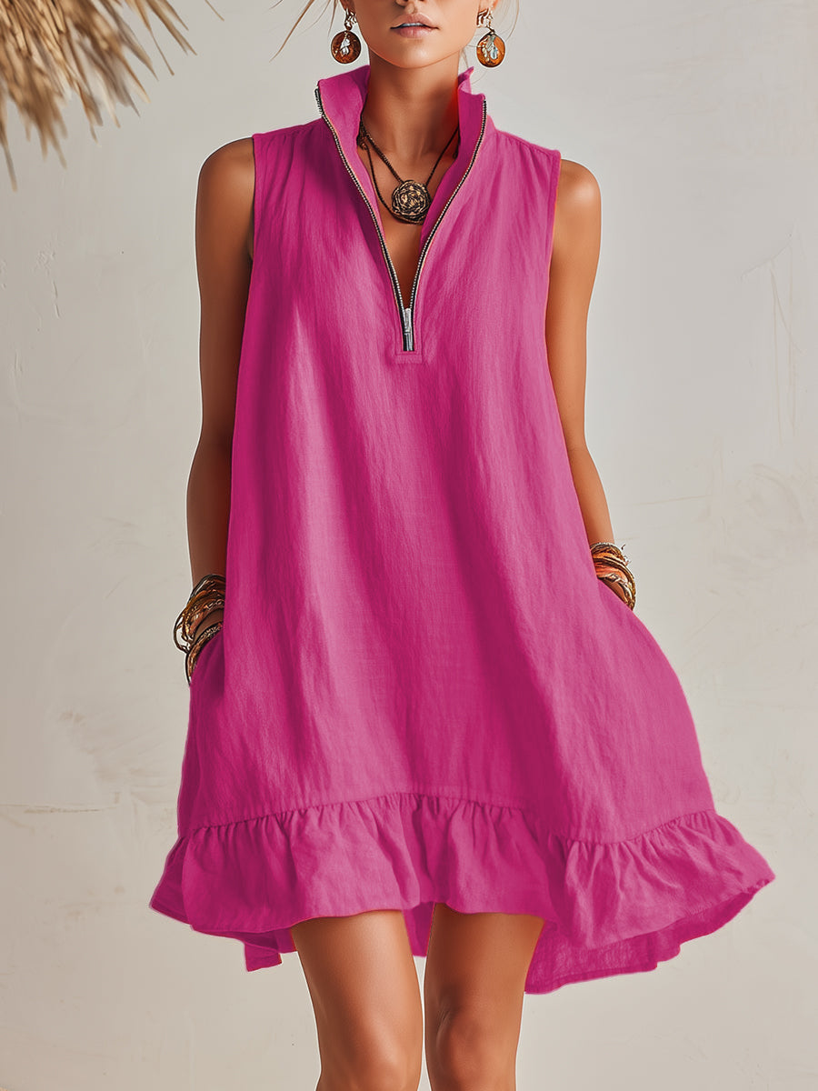 Cotton-Linen Blend Mini Dress