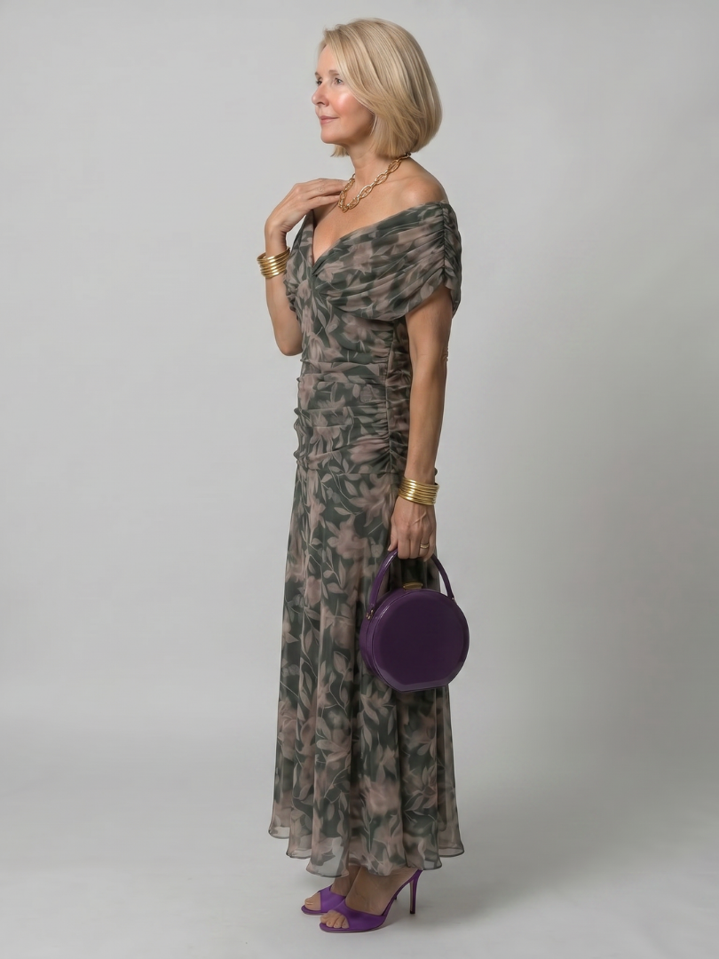 Ellis & Johnson™  | Off Shoulder Flow Midi Dress