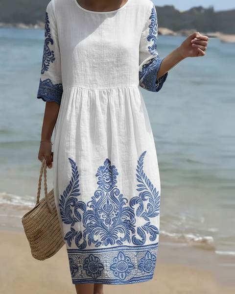 Tiffany in White | Plant & Flower Print Dress