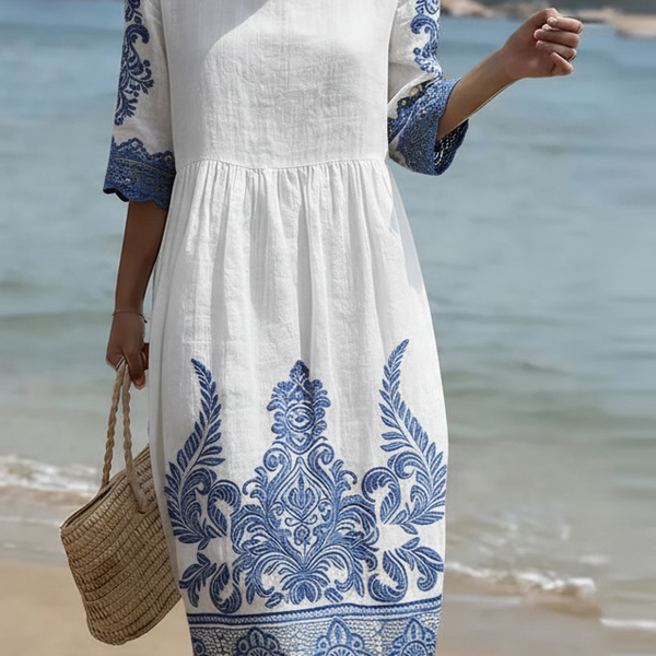 Tiffany in White | Plant & Flower Print Dress