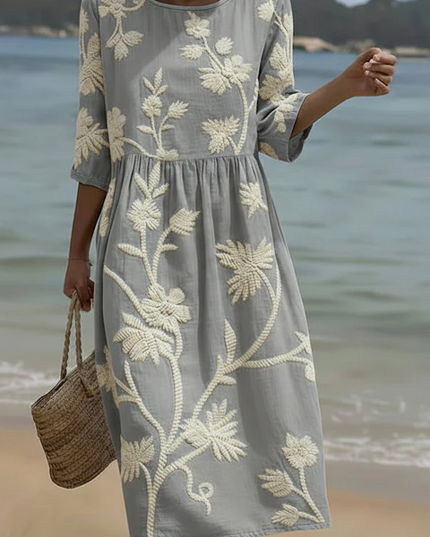 Ashley | Plant & Flower Print Midi Dress