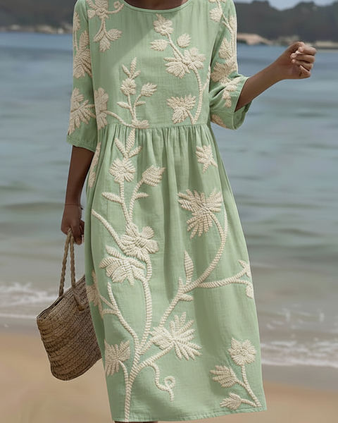 Gwen | Plant & Flower Print Midi Dress