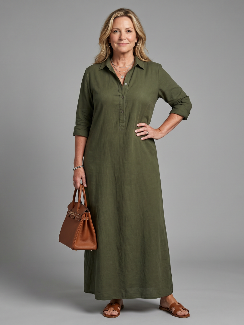 Veronica | Long Sleeve Relaxed Silhouette Maxi Dress