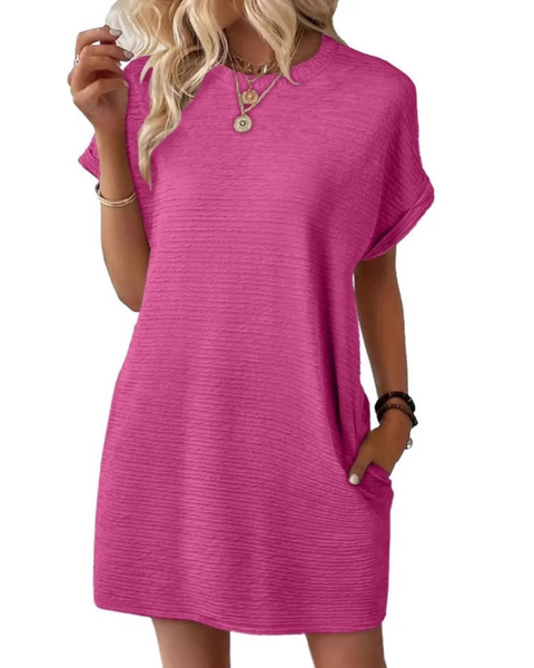 EVASHA™ – Casual Minimalist Round Neck Summer Dress
