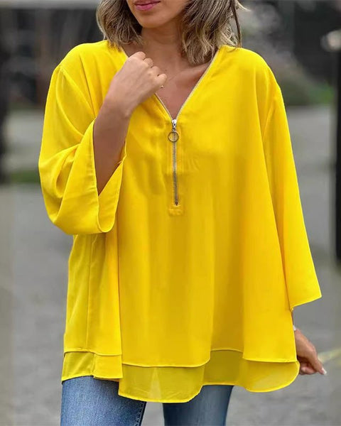 Lorelai | Chiffon Zipper Blouse