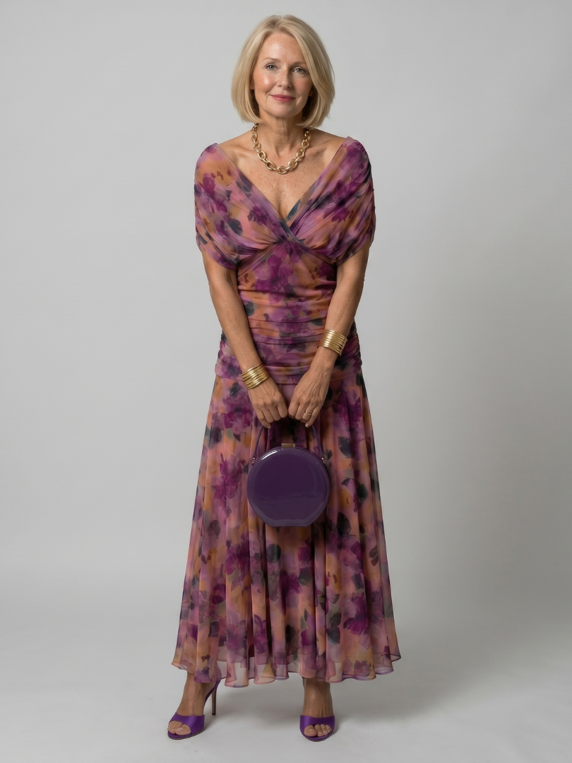 Ellis & Johnson™  | Off Shoulder Flow Midi Dress