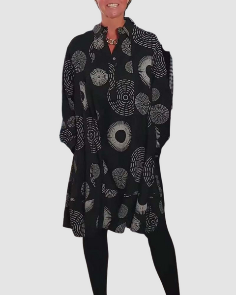 Haydie™ Casual Lapel Dress with Geometric Print