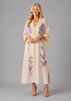 Aurelia | V Neck Half Sleeve Striped Floral Maxi Dress