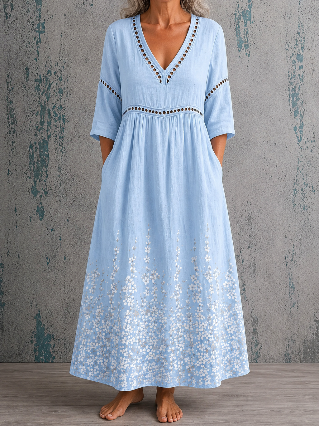 Evelyn | Floral Linen Maxi Dress