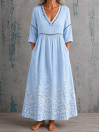 Evelyn | Floral Linen Maxi Dress
