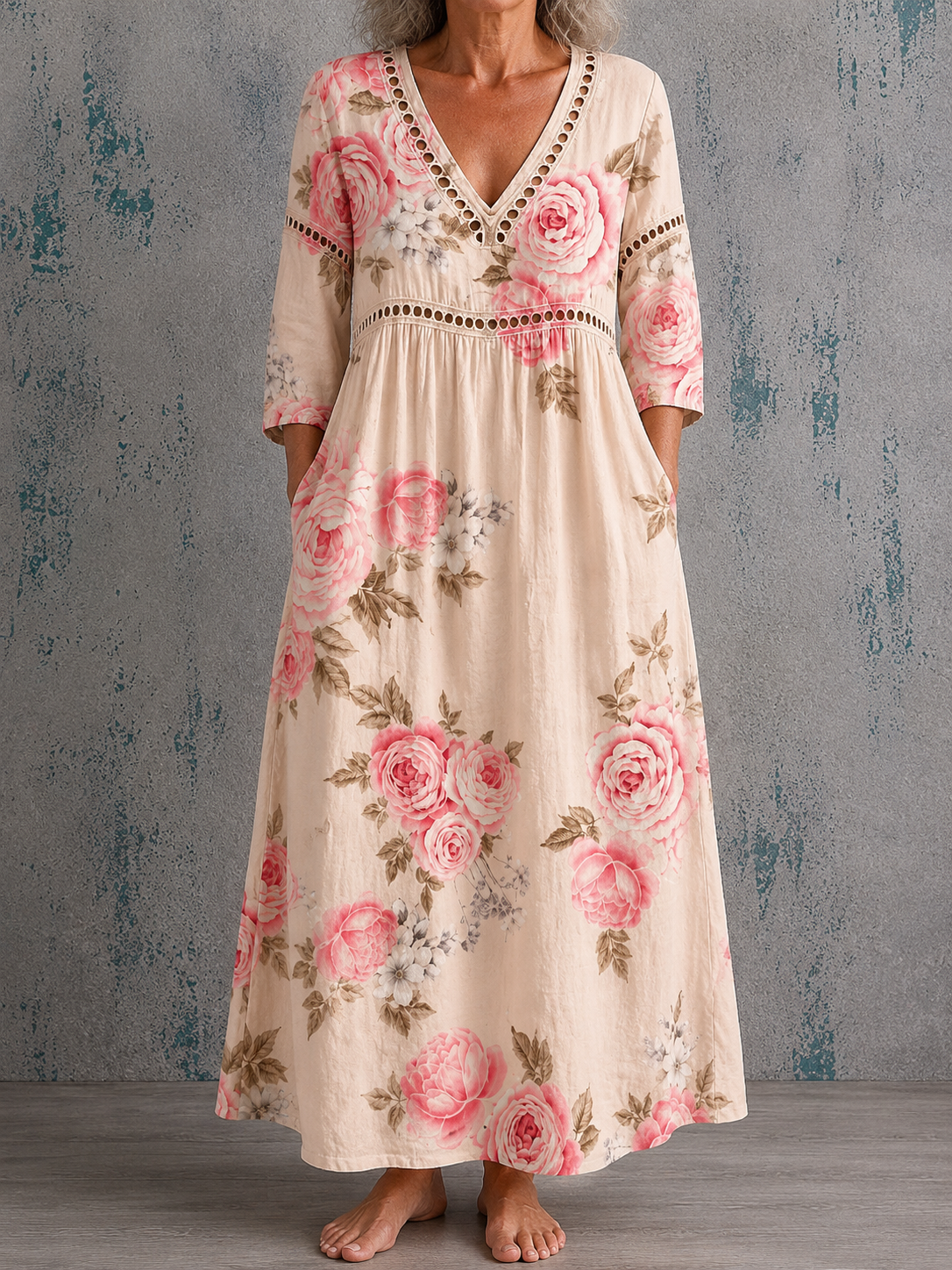 Patricia | Floral Linen Maxi Dress