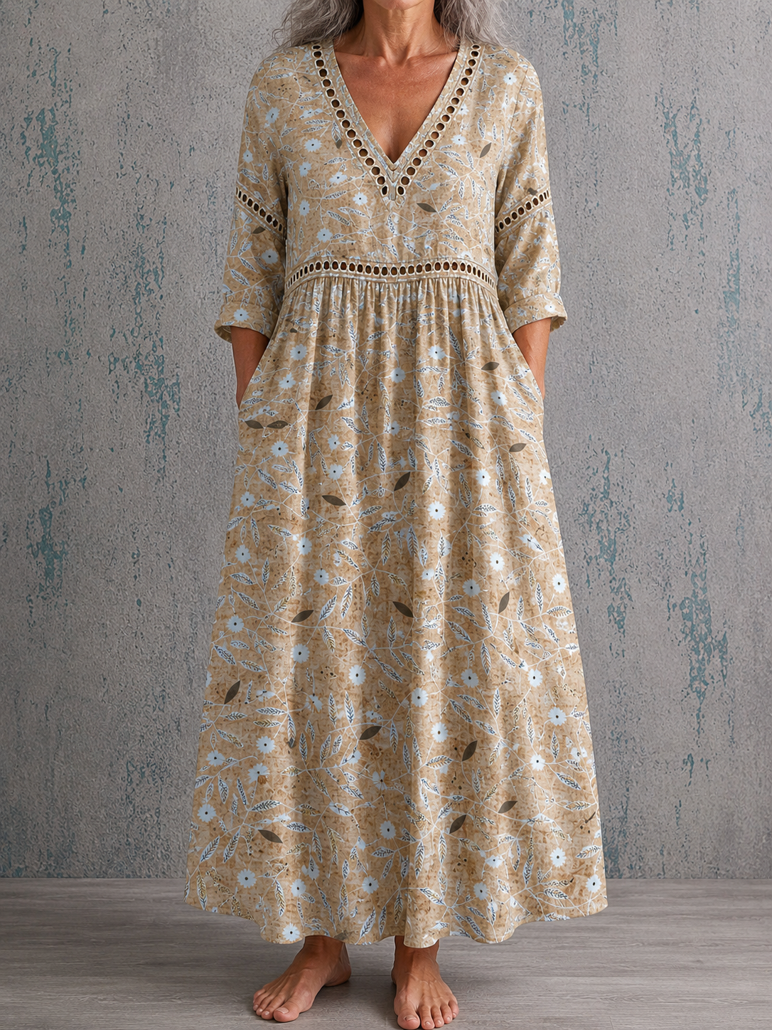 Barbara | Floral Linen Maxi Dress