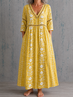 Sylvia | Floral  Linen Maxi Dress