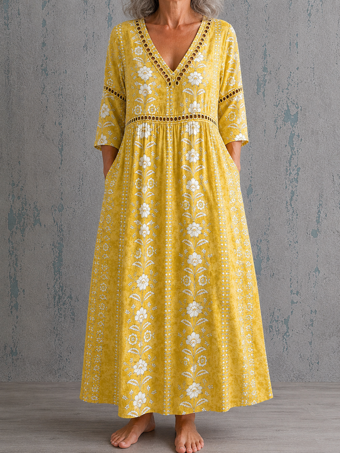 Sylvia | Floral  Linen Maxi Dress