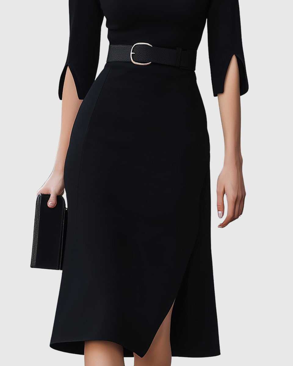 Blythewyn™ | Classic Black Midi Dress