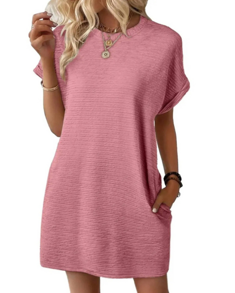 EVASHA™ – Casual Minimalist Round Neck Summer Dress