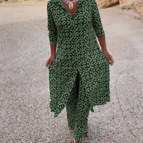 maid of honor dresses emerald green Wholesale MOQ6 Printed Tie Neck Three-Quarter Sleeve Mini Dress