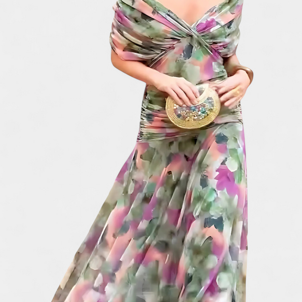 Alondra™ Long Floral Dress with V-Neck