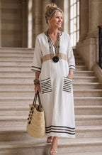 Noemi | V Neck Half Sleeve Pocket Maxi Dress