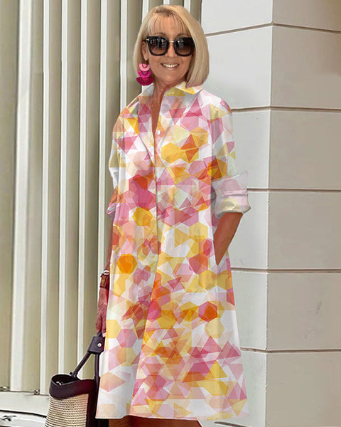 Danica | Chic Geometric Shirt Dress
