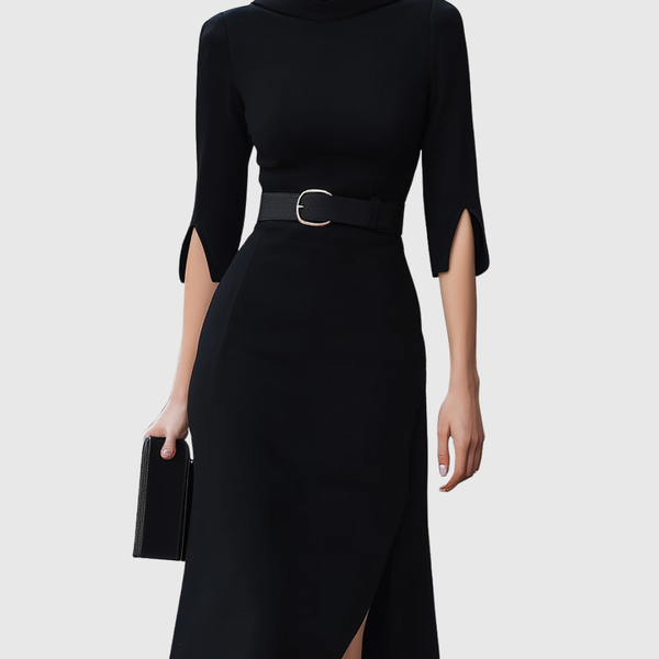 Blythewyn™ | Classic Black Midi Dress