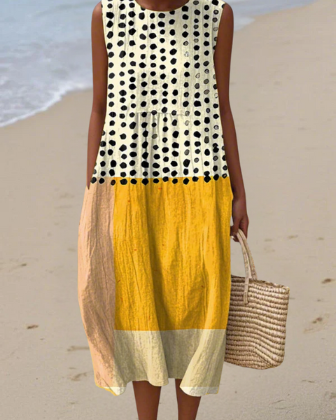 Leah™ Polka Colorblock Midi Dress