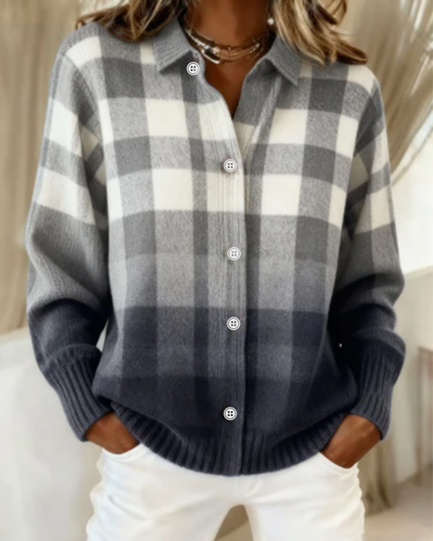 Mara™ – Checked Hoodie Blouse