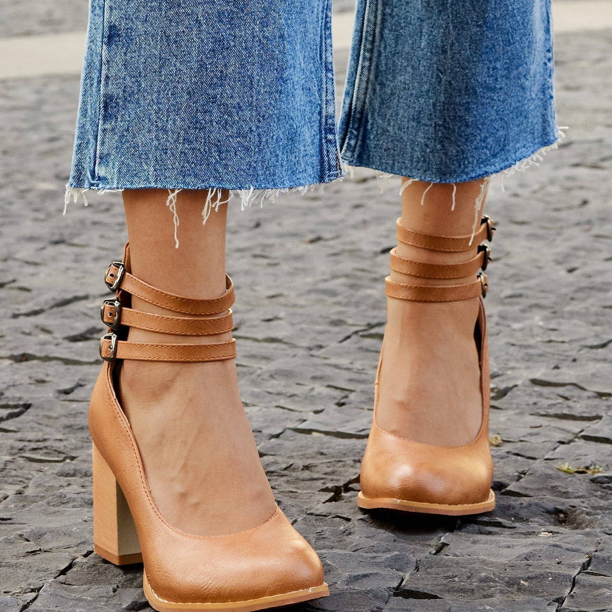 Ariana |  Triple Buckle Heels