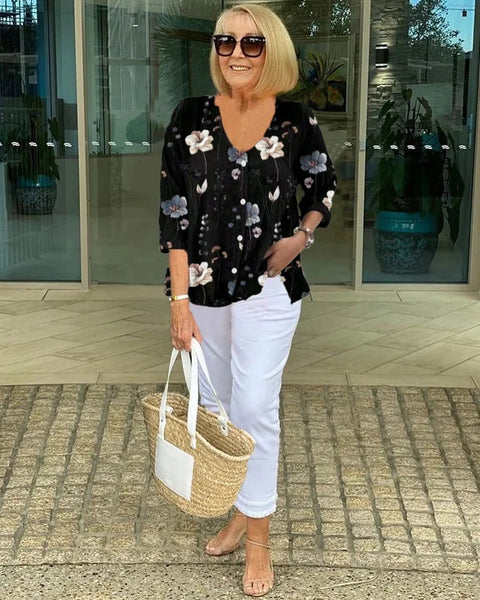 Joanne | Printed Button Tunic Top