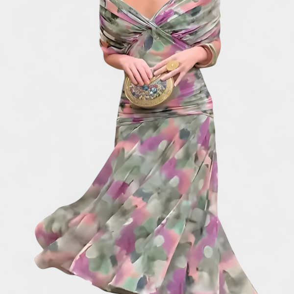 Alondra™ Long Floral Dress with V-Neck