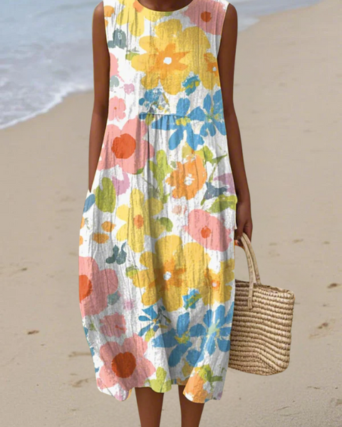 Ella™ Pastel Floral Midi Dress