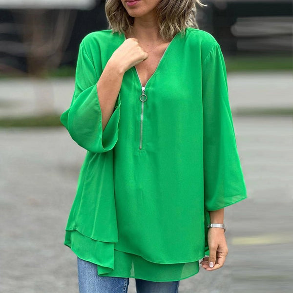 Lorelai | Chiffon Zipper Blouse