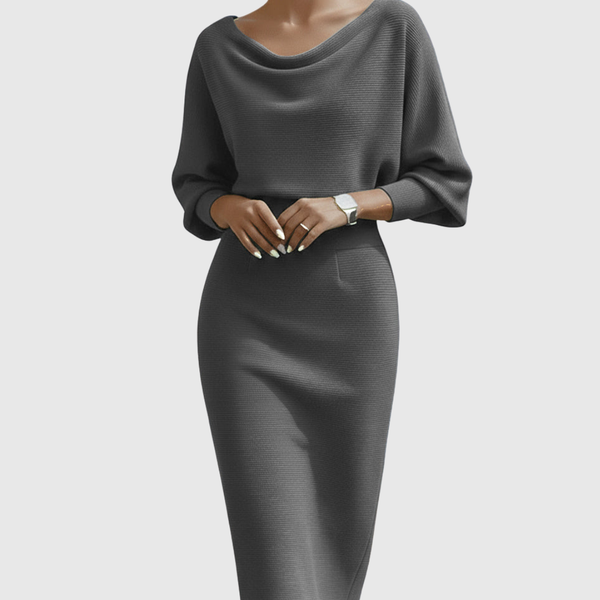 Ismeria™ | White Midi Dress with Batwing Sleeves