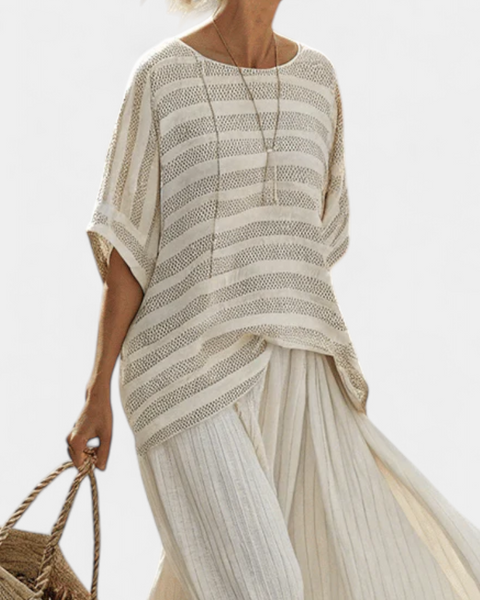 Westlyn | Comfortable Striped Bamboo Top & Flowing Linen Pants