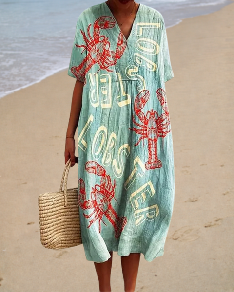 Océane | Long Lobster Pattern Dress