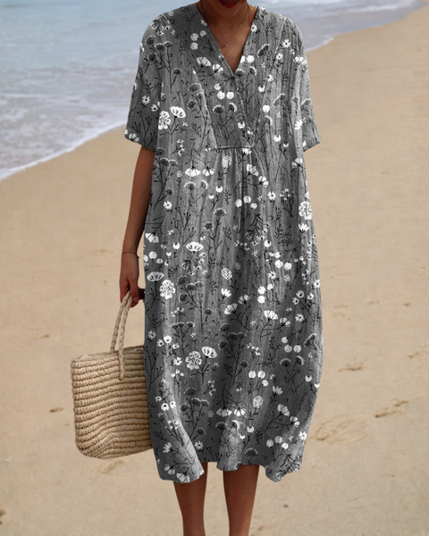Camille | Long Floral Minimalist Dress