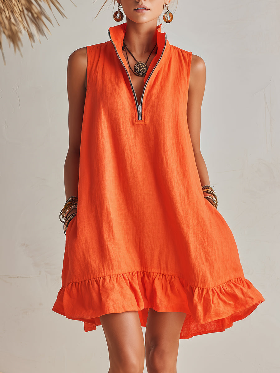 Cotton-Linen Blend Mini Dress