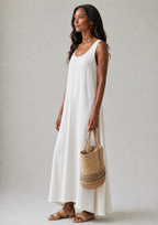 Ismera | Sleeveless Round Neck Relaxed Midi Dress