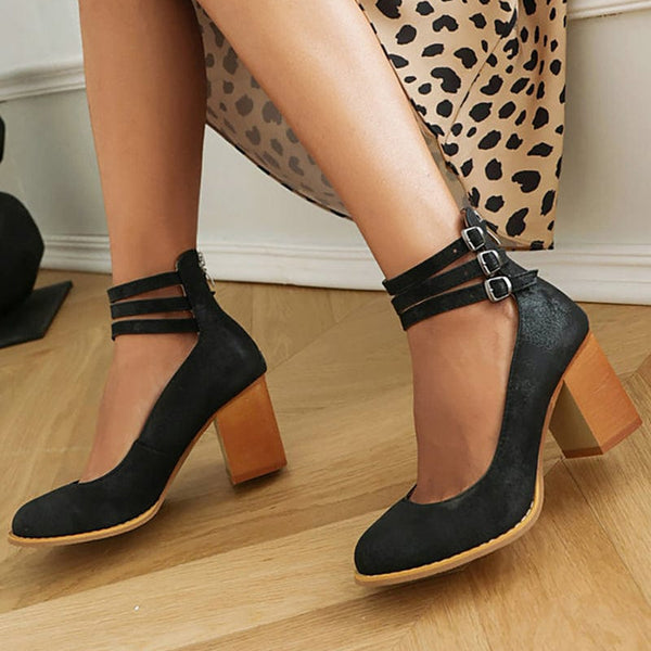 Ariana |  Triple Buckle Heels