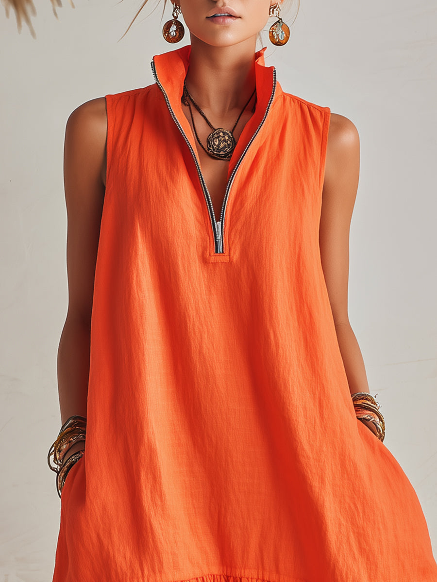 Cotton-Linen Blend Mini Dress