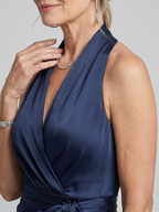 Honora | Halter Neck Wrap Asymmetric Hem Midi Dress