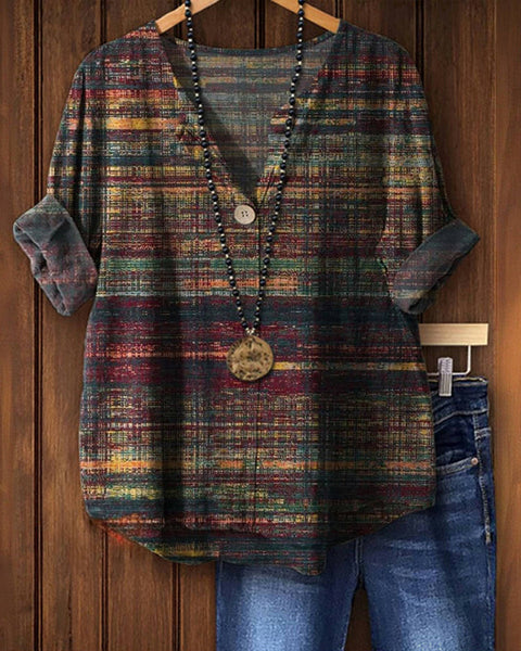 ZANE – VINTAGE INSPIRED BLOUSE WITH COLORFUL ACCENTS