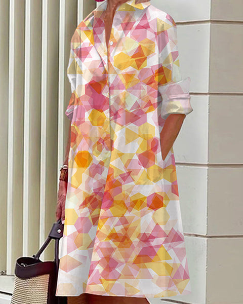 Danica | Chic Geometric Shirt Dress