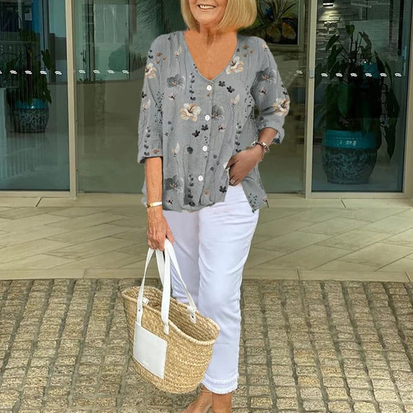 Joanne | Printed Button Tunic Top