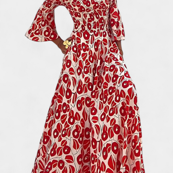 Sea Floral Off-the-Shoulder Dress