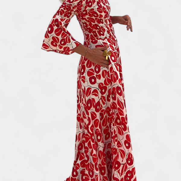 Sea Floral Off-the-Shoulder Dress