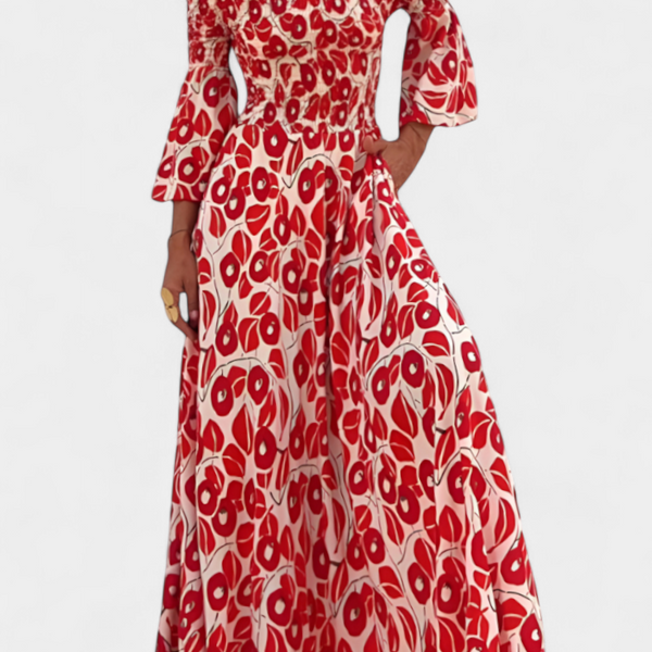 Sea Floral Off-the-Shoulder Dress