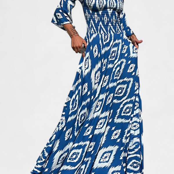 Sea Floral Off-the-Shoulder Dress